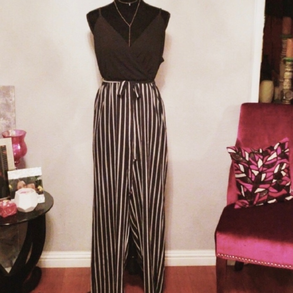 Mikey and Joey - Wide Leg Striped Jumpsuit